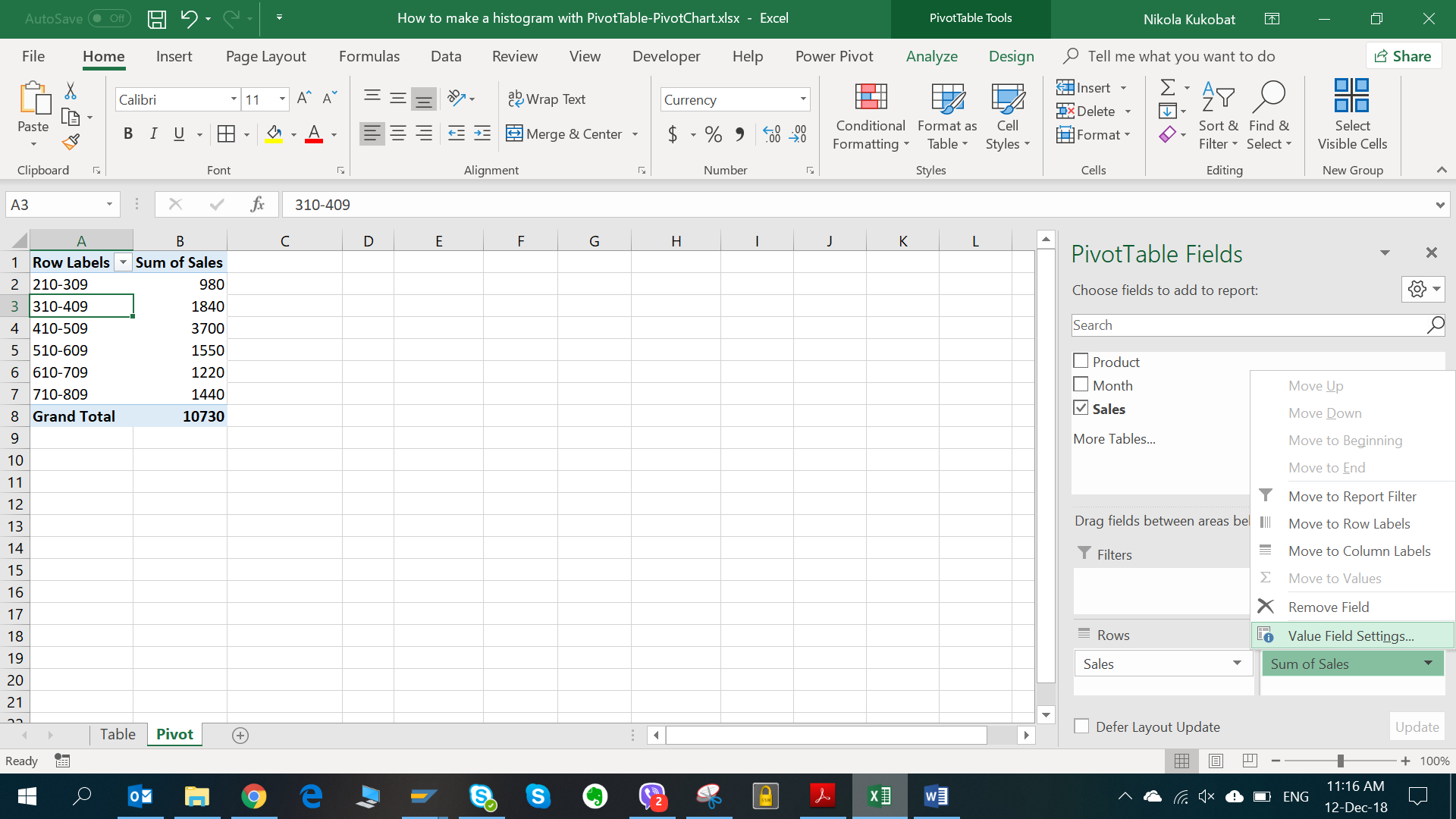 How to Make a Histogram with Pivot Table – TutorialsForExcel