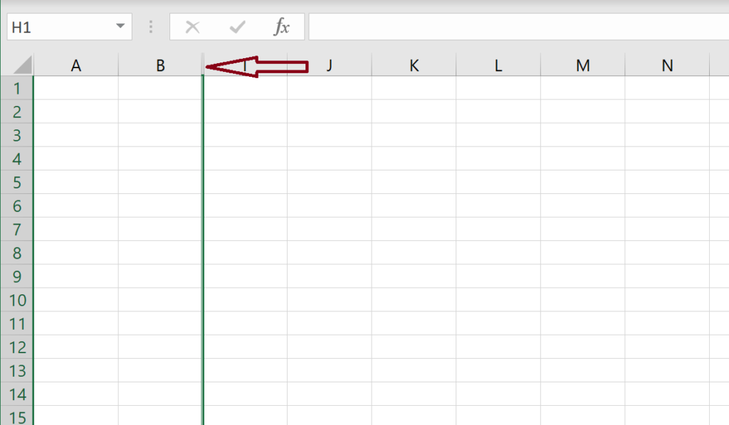 Example of How to Unhide One Column