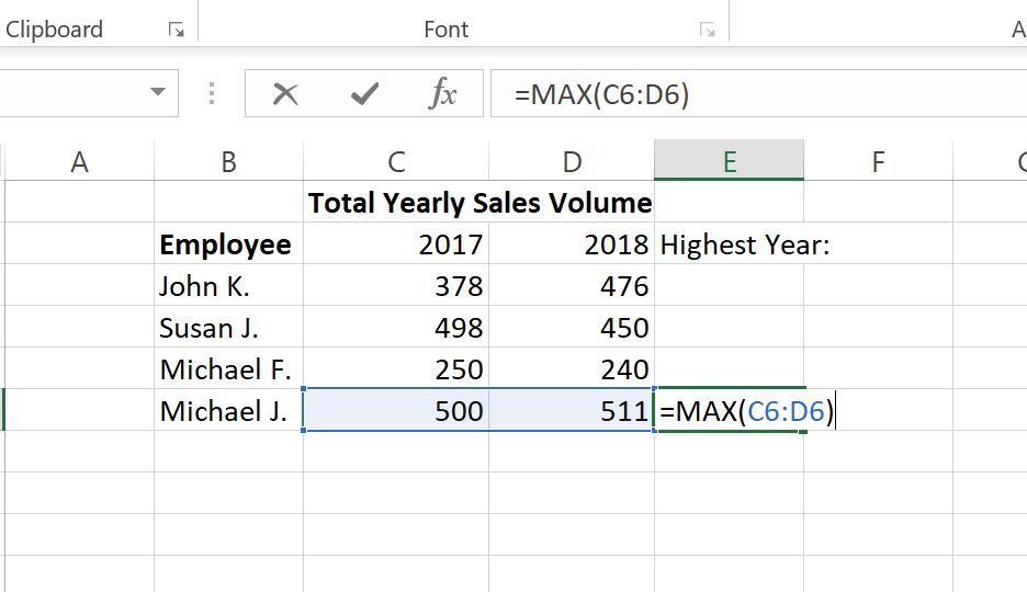 MAX function Example