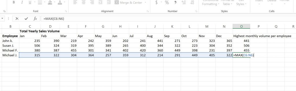 MAX Function Example