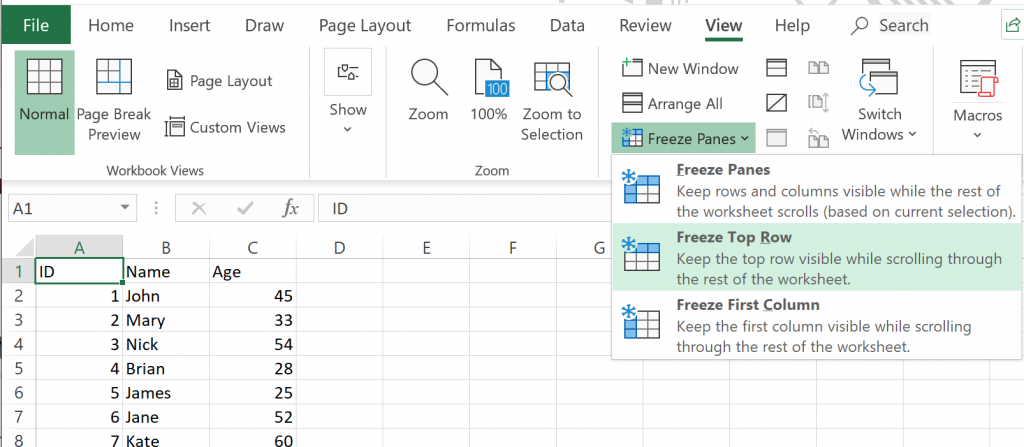 how do i freeze top rows in excel